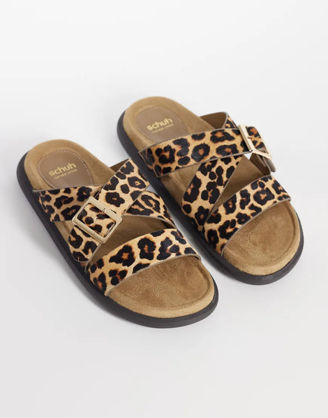  Schuh Schuh - Tear - Sandalias Planas Con Estampado Animal, Tiras Cruzadas, Detalle De Hebilla Y Acabado Efecto Piel De Potro-multicolor 