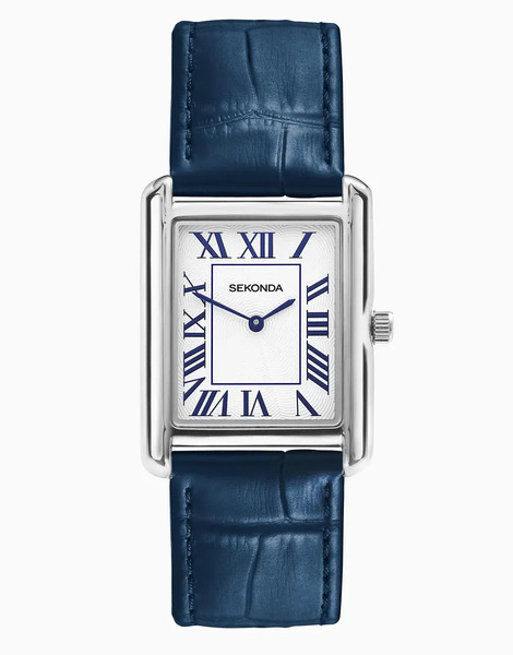  Sekonda Reloj Analógico Con Esfera Rectangular Plateada De 28 Mm Y Correa Azul Para Hombre Clement De Sekonda 