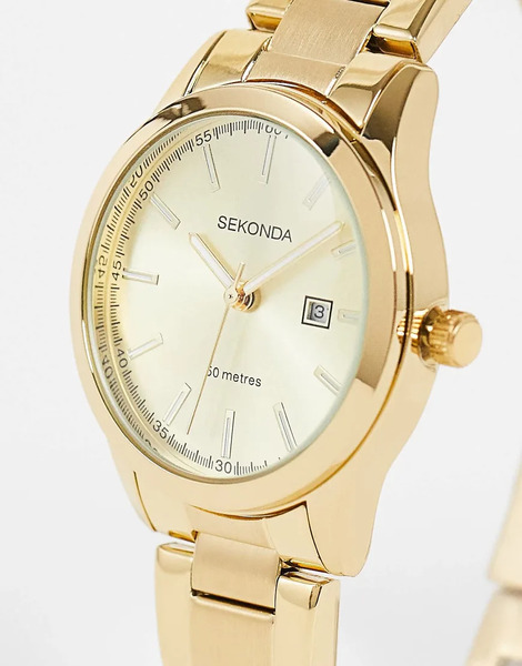  Sekonda Reloj Analógico Dorado Para Mujer Con Caja Redonda De 34 Mm De Aleación Y Pulsera De Acero Inoxidable Taylor De Sekonda 