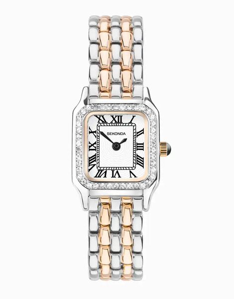  Sekonda Reloj Analógico En Dos Tonos Para Mujer Con Caja Rectangular De 20 Mm Y Esfera Blanca De Aleación Monica De Sekonda-blanco 