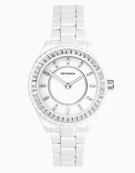  Sekonda Reloj Blanco Clásico Con Esfera Blanca De 34 Mm Y Pulsera De Acero Inoxidable Para Mujer Margot De Sekonda-plateado 