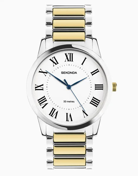  Sekonda Reloj Clásico En Dos Tonos Con Esfera Blanca De 40 Mm Y Pulsera De Aleación Para Hombre Beaumont De Sekonda-plateado 