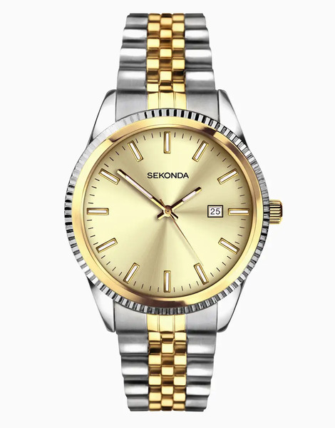 Sekonda Reloj Clásico En Dos Tonos Con Esfera Dorada De 40 Mm Y Pulsera De Acero Inoxidable Para Hombre King De Sekonda-plateado 