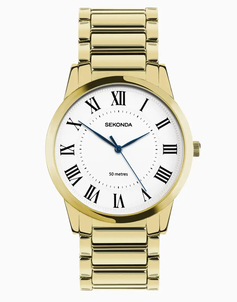  Sekonda Reloj Dorado Clásico Con Esfera Blanca De 40 Mm Y Pulsera De Aleación Para Hombre Beaumont De Sekonda 