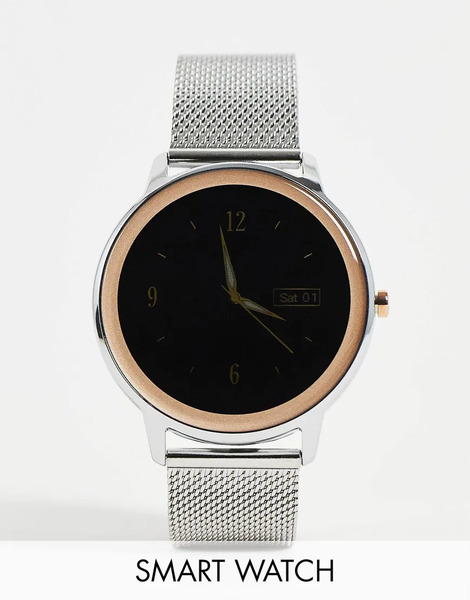  Sekonda Reloj Inteligente Plateado Para Mujer Con Caja Redonda De 42 Mm De Aleación Y Correa De Malla De Acero Inoxidable Flex De Sekonda 
