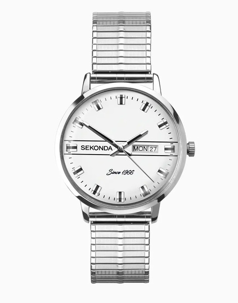  Sekonda Reloj Para Hombre Con Esfera Plateada De 40 Mm Y Correa Elástica De Acero Inoxidable 1974 De Sekonda-plateado 