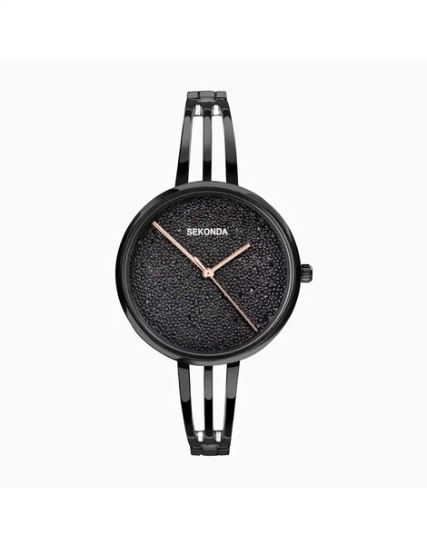  Sekonda Reloj Para Mujer Con Esfera Negra De 36 Mm Y Correa Semirrígida De Aleación Stardust De Sekonda-negro 