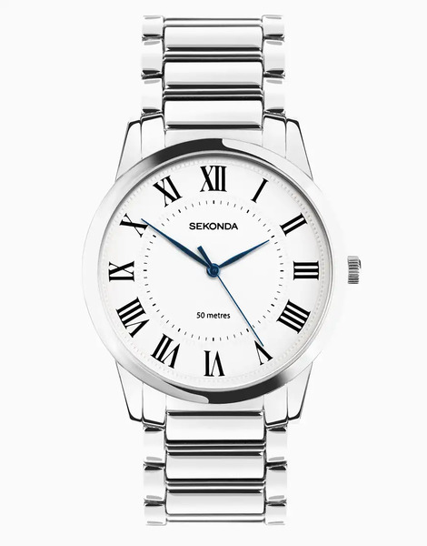  Sekonda Reloj Plateado Clásico Con Esfera Blanca De 40 Mm Y Pulsera De Aleación Para Hombre Beaumont De Sekonda 