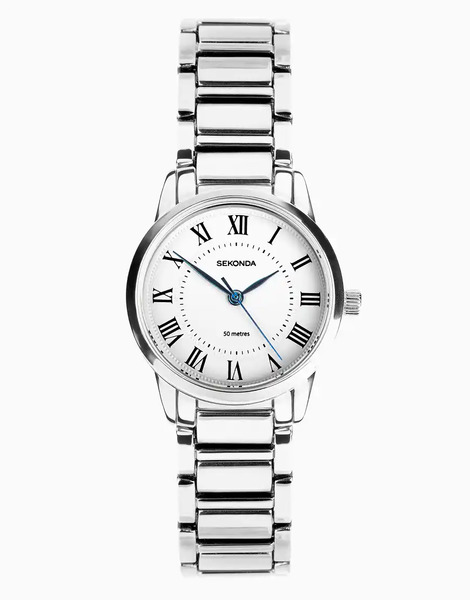  Sekonda Reloj Plateado Clásico Con Esfera Blanca De 28 Mm Y Pulsera De Aleación Para Mujer Beaumont De Sekonda 