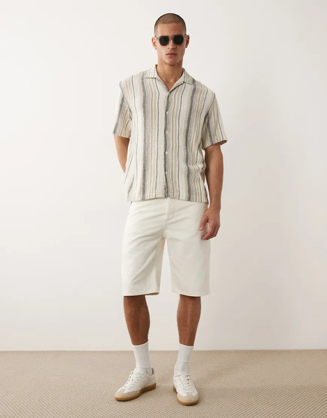  Selected Camisa A Rayas Marrones Texturizada De Selected-rojo 