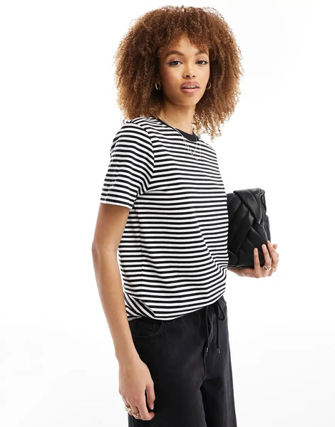  Selected Camiseta A Rayas Negras De Algodón De Selected Femme-multicolor 