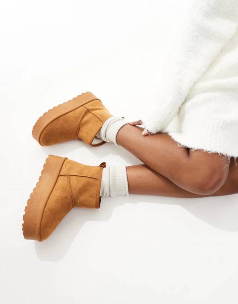  Seqwl Botas Color Camel Con Plataforma Plana De Seqwl-brown 