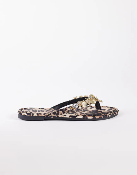  Seqwl Chanclas Con Estampado De Leopardo Y Abalorios De Seqwl-multicolor 