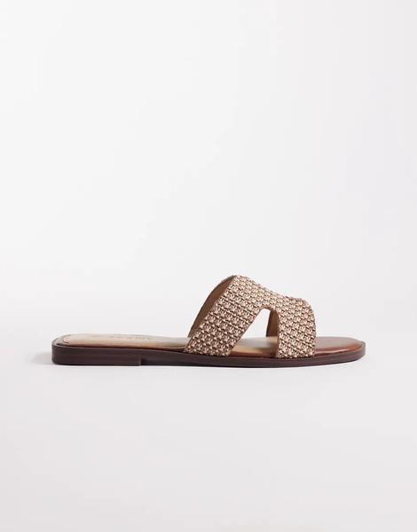  Seqwl Sandalias Marrones Planas De Rafia Storke De Seqwl-brown 