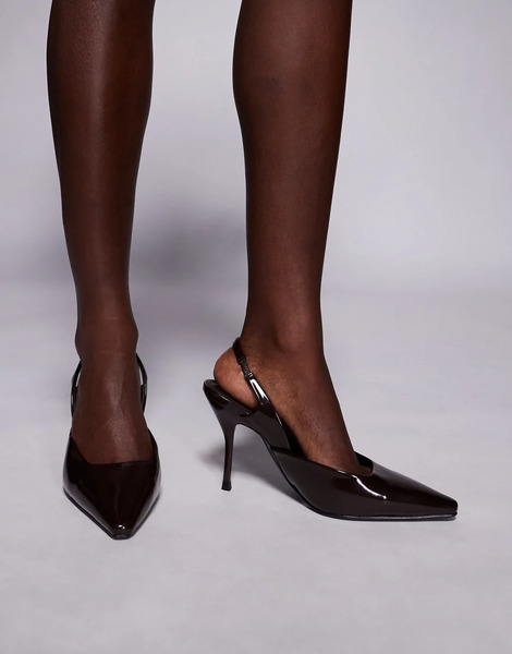  Simmi Shoes Zapatos Marrón Chocolate Destalonados De Tacón Con Puntera Fina De Poliuretano Darcia De Simmi London 