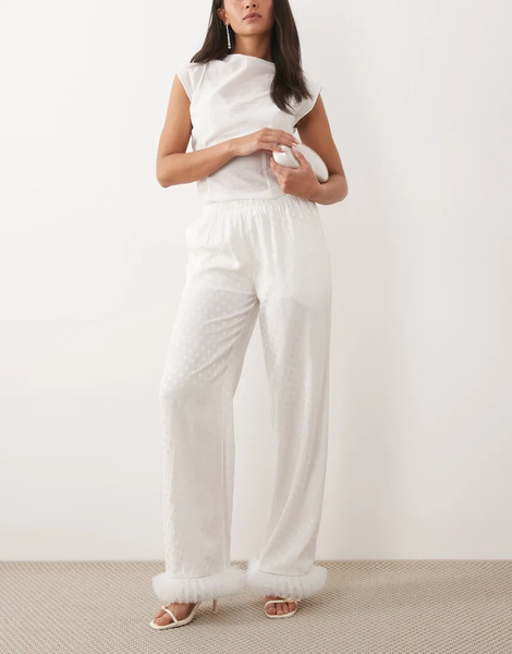  Sister Jane Pantalones De Novia Blancos Con Estampado De Lunares Y Ribete De Tul De Sister Jane (parte De Un Conjunto) 