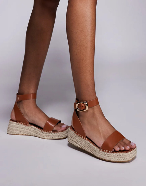  South Beach Sandalias Color Tostado Estilo Alpargata Con Diseño En Dos Partes De Tejido Efecto Lino De South Beach-marrón 