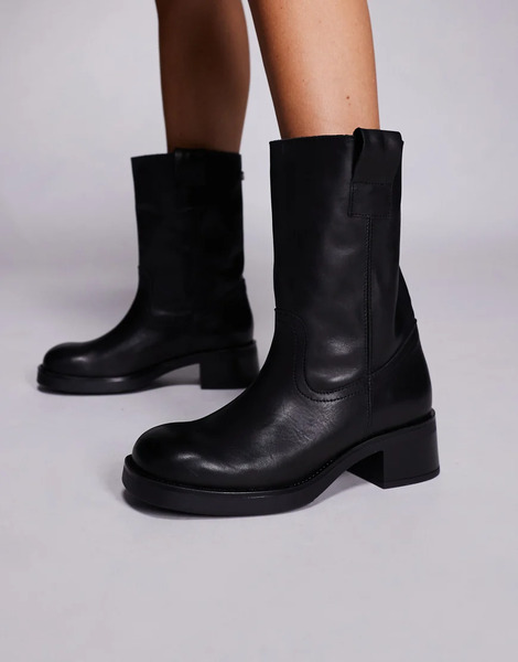  Steve Madden Botas Negras De Cuero Benedict De Steve Madden-negro 
