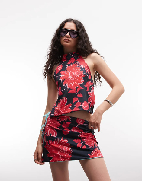  Susmie's Susmie's - Top Reversible Con Estampado Floral, Estampado De Lunares Y Cuello Halter Anudado En La Espalda Dalia (parte De Un Conjunto)-multicolor 