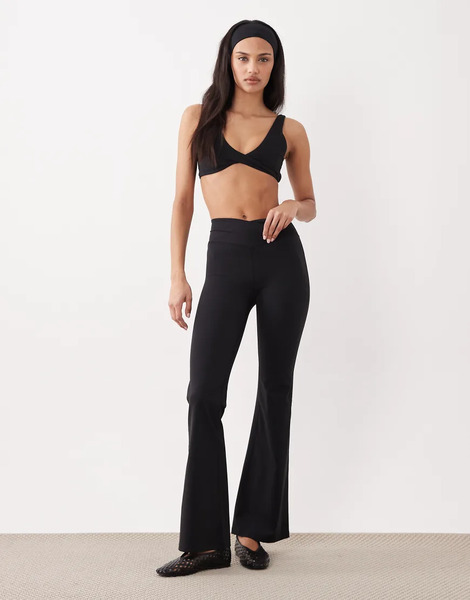 Tala Tala - Dayflex - Pantalones De Yoga De 30 Negros De Corte Acampanado Y Talle Alto Con Diseño Cruzado 