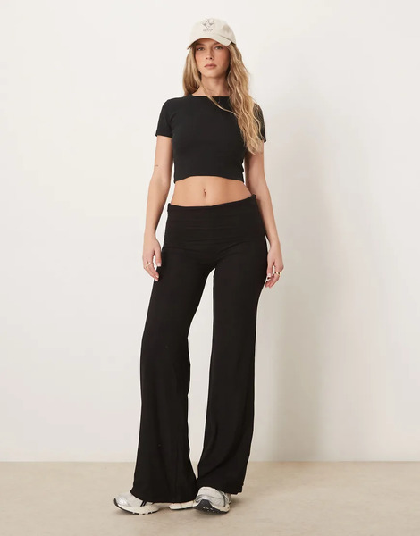  Tala Tala - Pantalones De Campana De Estar Por Casa Negros Moldeadores Con Cinturilla Plegada Multiposición 365 Sculpting Lounge 