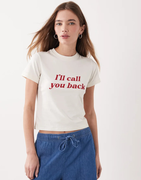  The Frolic Camiseta Color Crema Con Diseño Encogido Y Texto i'll Call You Back De Algodón Exclusiva De The Frolic-blanco 