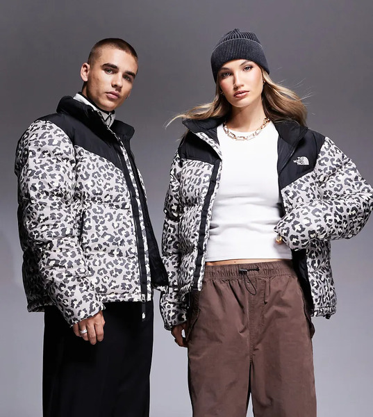  The North Face Chaqueta Acolchada Gris Con Estampado De Leopardo Y Logo Saikuru Exclusiva En Asos De The North Face-multicolor 