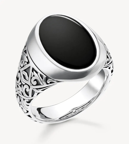  Thomas Sabo Anillo Negro Y Plateado De Thomas Sabo 