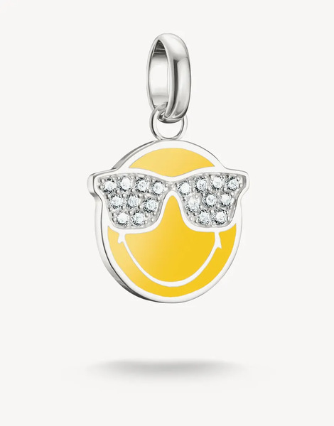 Thomas Sabo Colgante De Charm De Gafas De Sol Connect En Color Plateado, Amarillo Y Blanco De Silver Smileyworld® De Thomas Sabo 
