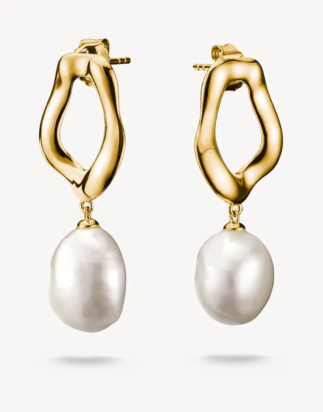  Thomas Sabo Pendientes Color Oro Amarillo Y Blancos Chapado En Oro Con Perla De Agua Dulce Natural Beauty De Thomas Sabo-dorado 