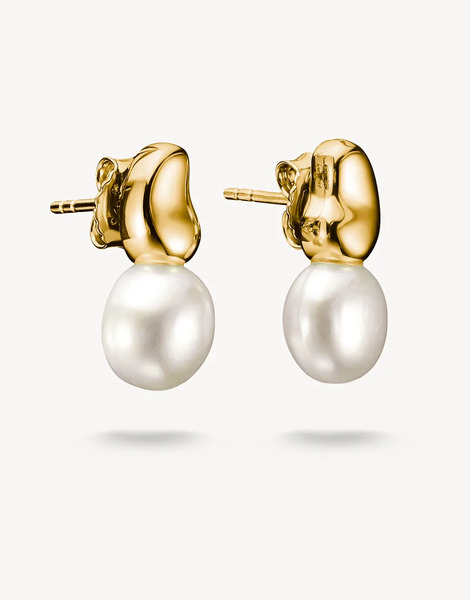  Thomas Sabo Thomas Sabo - Pendientes De Botón Color Oro Amarillo Y Blancos Chapados En Oro Con Perlas De Agua Dulce Natural Beauty-dorado 