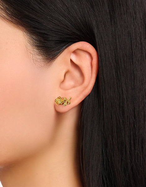  Thomas Sabo Pendientes De Botón Con Diseño De Rosa De Plata De Ley 925 Chapados En Oro Amarillo De 18 Quilates De Thomas Sabo-dorado 