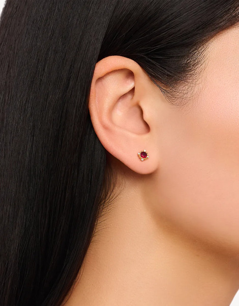  Thomas Sabo Pendientes De Botón Pequeños De Estilo Vintage Con Zafiro Rojo De Plata De Ley Chapados En Oro Amarillo De 18 Quilates De Thomas Sabo-dorado 