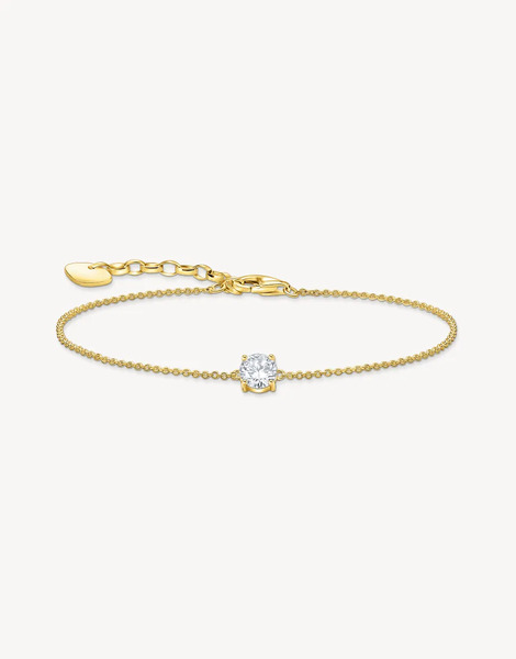  Thomas Sabo Pulsera De Plata De Ley 925 Chapada En Oro Amarillo De 18 Quilates Con Colgante De Circonita Blanca De Thomas Sabo-dorado 