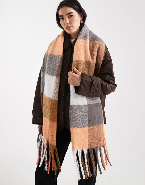  Threadbare Bufanda A Cuadros Vichy Grises Y Blancos Estilo Manta De Threadbare 