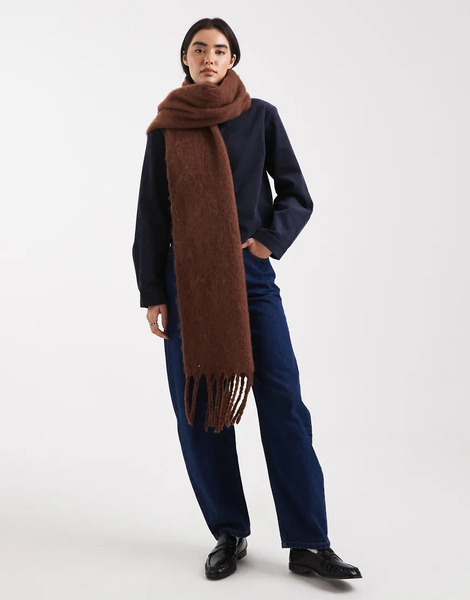  Threadbare Bufanda Marrón Chocolate Gruesa Estilo Manta De Threadbare-brown 