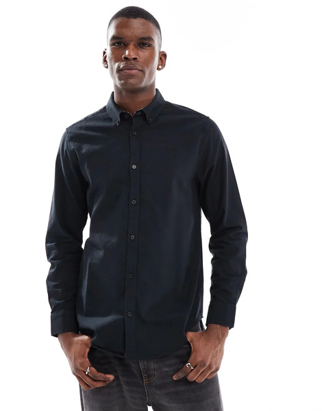  Threadbare Camisa Negra De Manga Larga De Threadbare-negro 