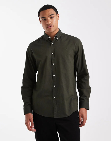  Threadbare Camisa Oxford Caqui De Manga Larga De Threadbare-verde 