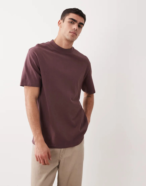  Threadbare Camiseta Color Ciruela Holgada Con Cuello Redondo De Threadbare-morado 