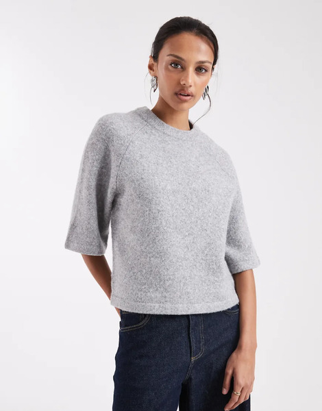 Threadbare Camiseta Gris De Manga Corta De Punto De Threadbare 