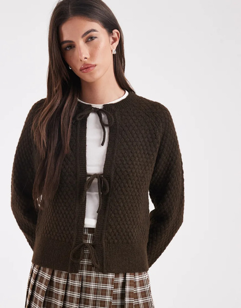  Threadbare Cárdigan Marrón Chocolate Con Lazada Delantera De Punto De Threadbare-brown 