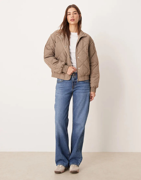  Threadbare Chaqueta Color Piedra Acolchada Con Patrón Ondulado De Threadbare-neutro 