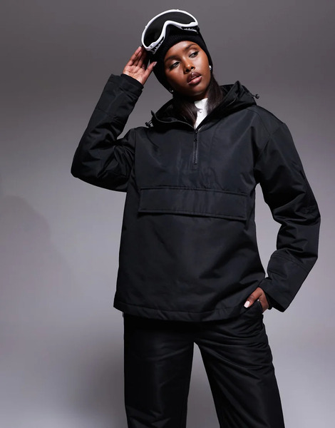  Threadbare Chaqueta De Esquí Negra Sin Cierres Con Capucha De Threadbare Ski-negro 