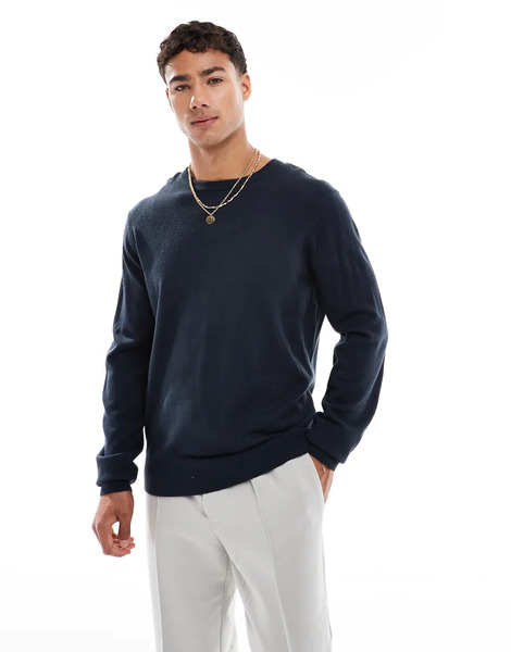  Threadbare Jersey Azul Marino Con Cuello Redondo De Threadbare 