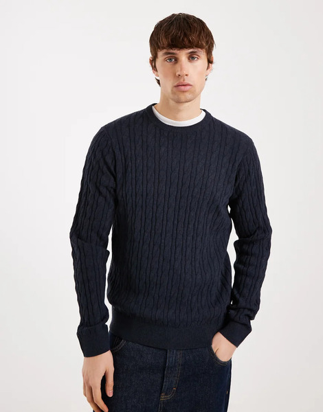  Threadbare Jersey Azul Marino Con Cuello Redondo De Punto De Threadbare 