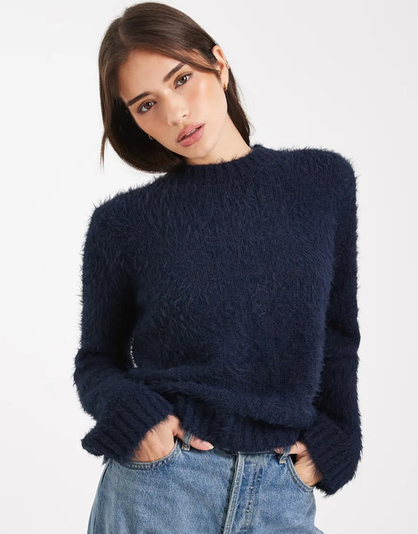  Threadbare Jersey Azul Marino Con Cuello Redondo De Punto Mullido Suave De Threadbare 