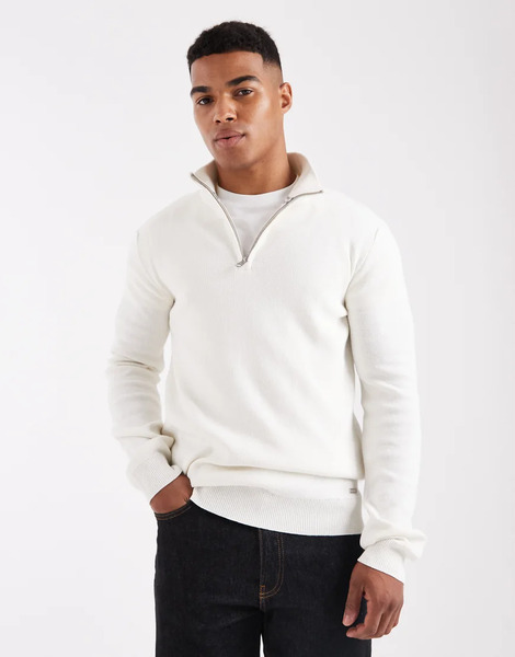  Threadbare Jersey Blanco Con Cremallera Corta De Punto De Threadbare-neutro 