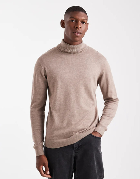  Threadbare Jersey Color Topo Con Cuello Vuelto De Threadbare-neutro 