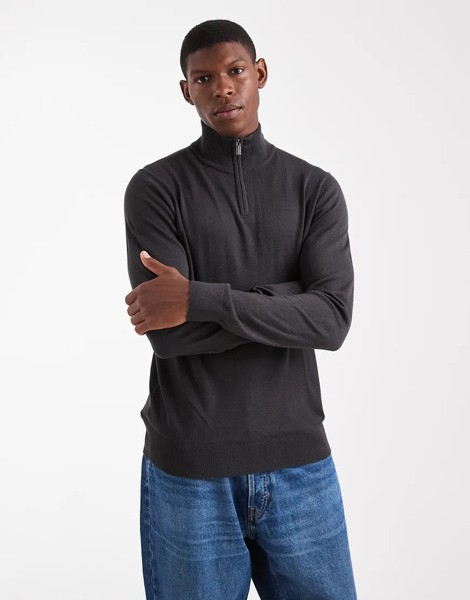  Threadbare Jersey Gris Carbón Con Cremallera Corta De Threadbare 