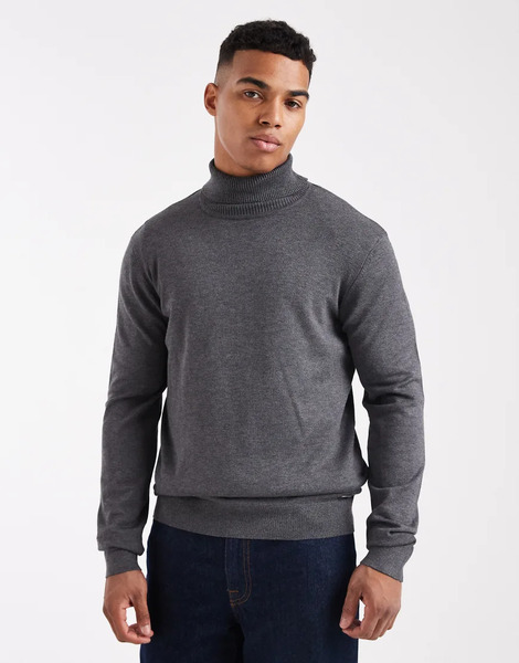  Threadbare Jersey Gris Carbón Con Cuello Vuelto De Threadbare 